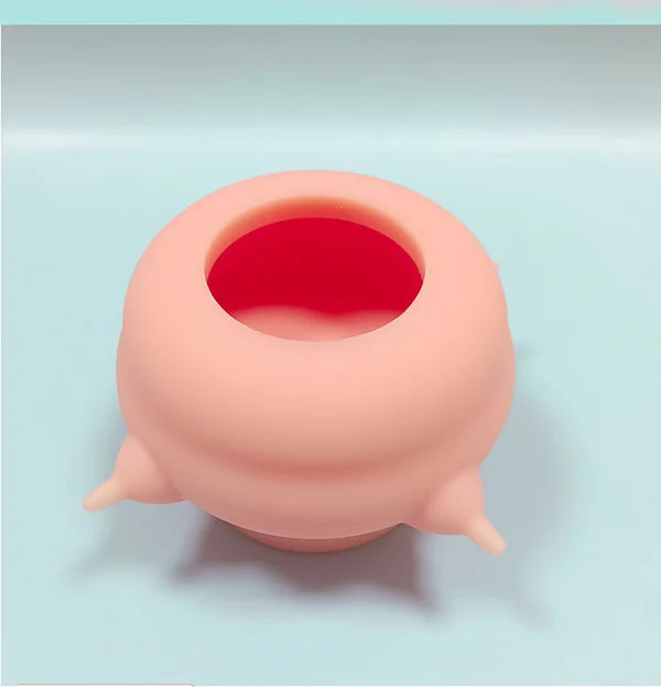 Pink portable kitten bowl with leak-proof design, perfect for milk & water feeding, travel-friendly accessory.