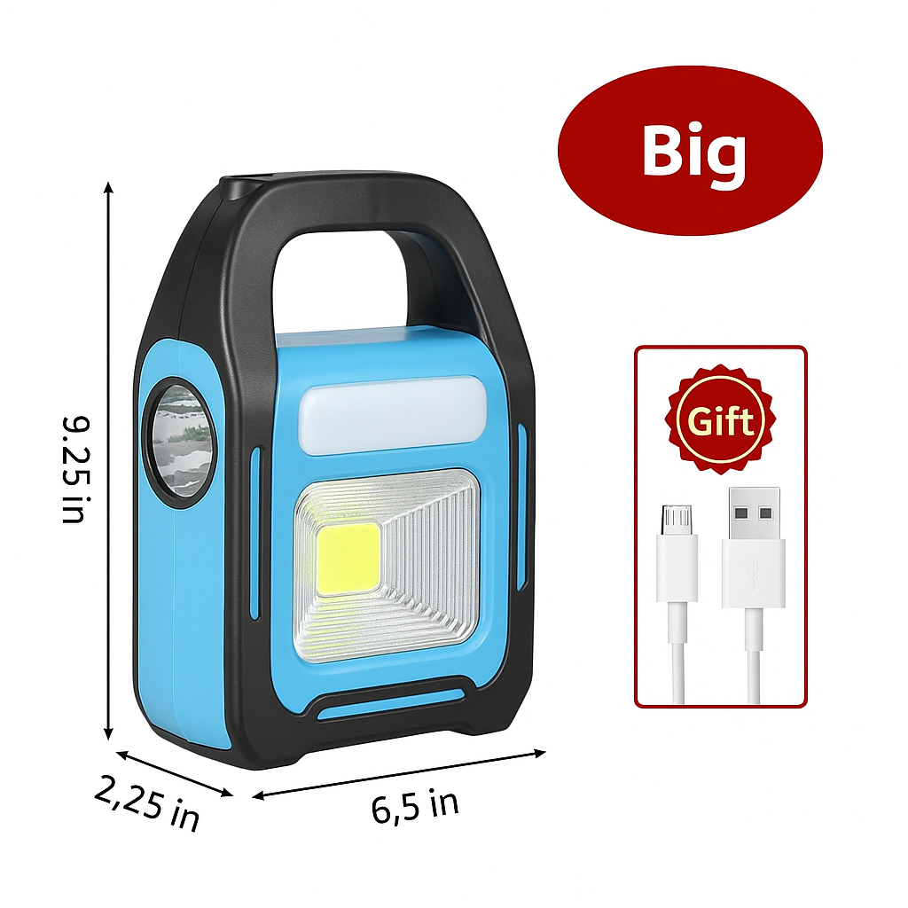 Bright LED camping lantern offering multiple lighting modes, USB rechargeable with a built-in power bank.