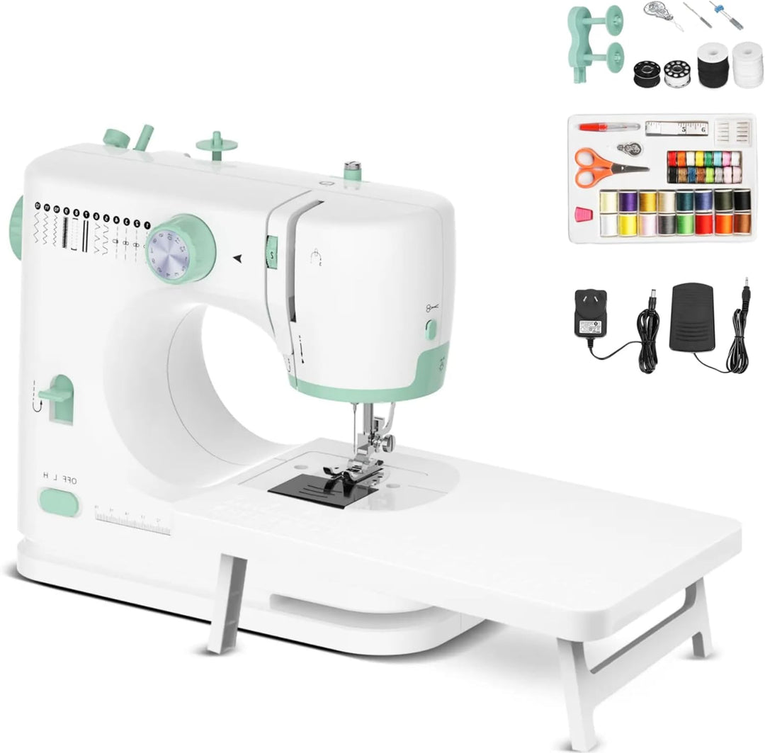 Portable Sewing Machine with 12 stitches and extension table for easy crafting and home repairs.
