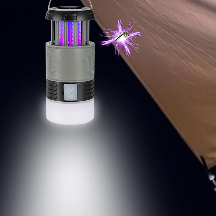 Multiple Zynora Portable Solar UV Fly Traps placed around a patio, ensuring an insect-free outdoor experience
