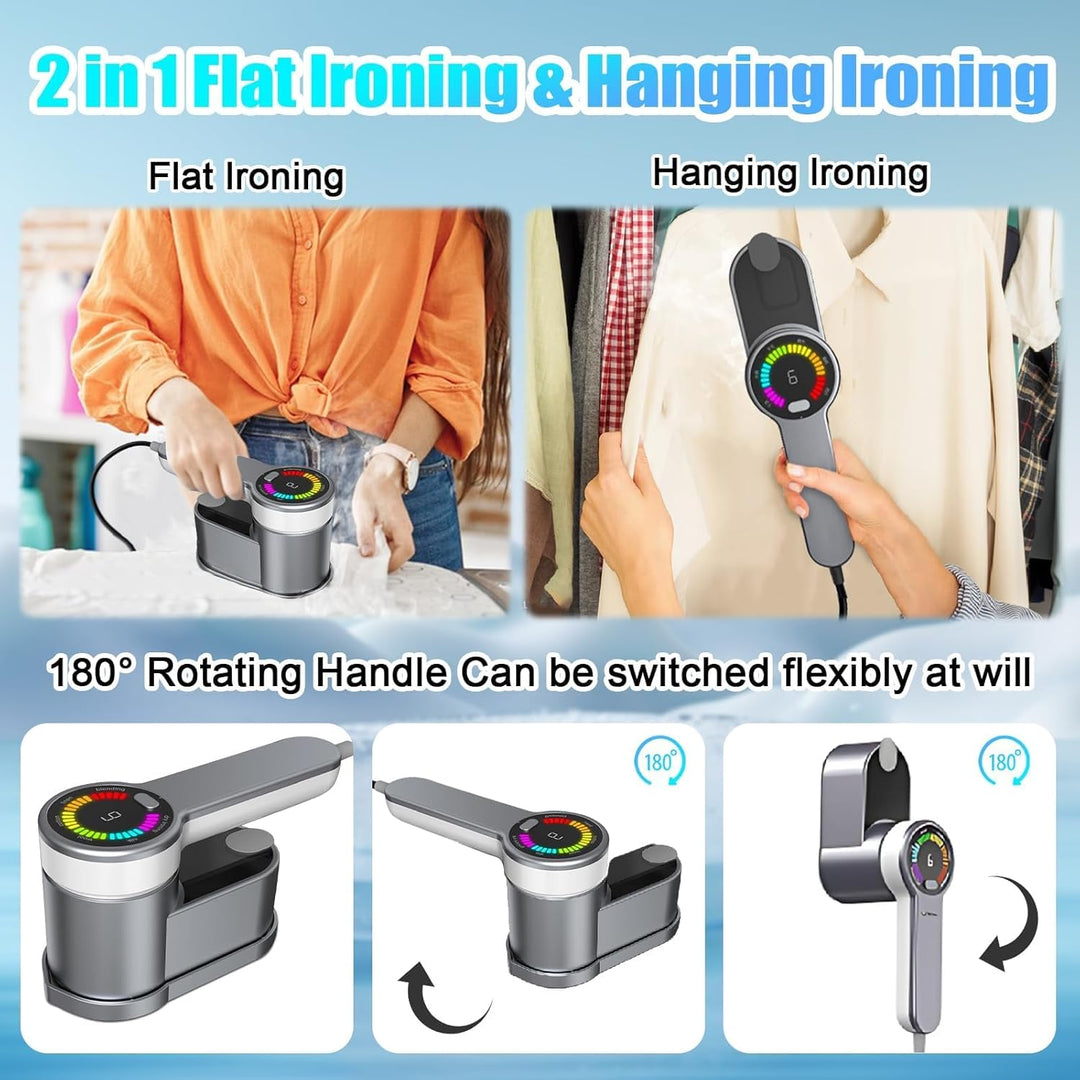 Portable dual-function garment steamer iron 1200W, gold & silver, with AU plug for easy travel