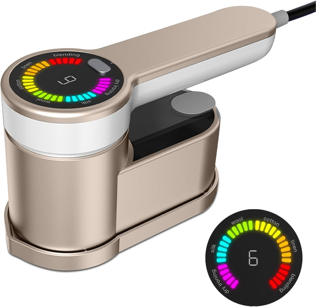 Household gadget: portable travel steamer iron 1200W, gold & silver, for efficient wrinkle removal