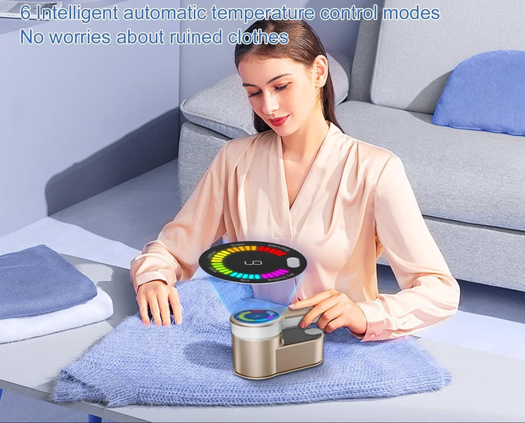 Travel steamer iron 1200W, gold & silver, with power cord & AU plug, ready for quick fabric care