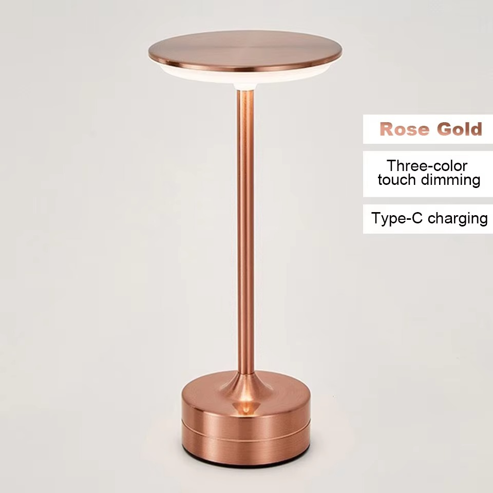 USB rechargeable LED lamp, portable, touch sensor for adjustable brightness, wireless convenience.