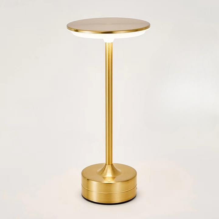 Modern desk lamp, LED lighting, touch sensor, portable design, USB rechargeable for office or home.