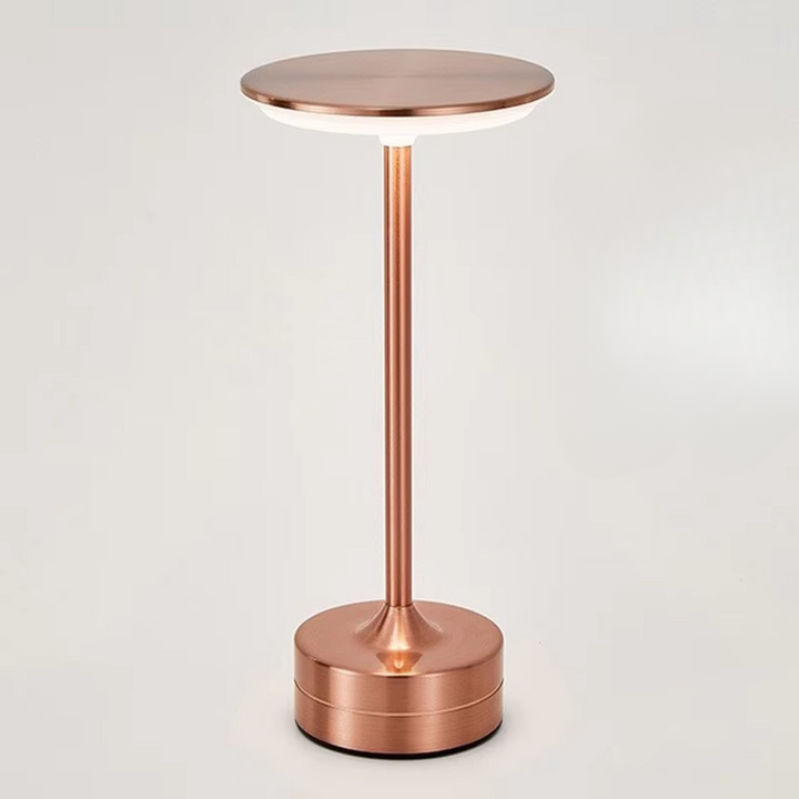 Rechargeable LED lamp, touch sensor, portable light for bedroom, living room, or outdoor use.