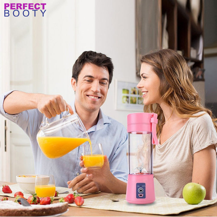 Stylish pink portable USB rechargeable personal blender, ideal for fresh smoothies anywhere, anytime. Easy to clean.