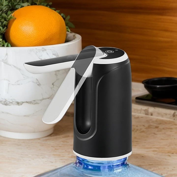 Black Hydravo portable water dispenser, USB rechargeable, stylish and practical home essential