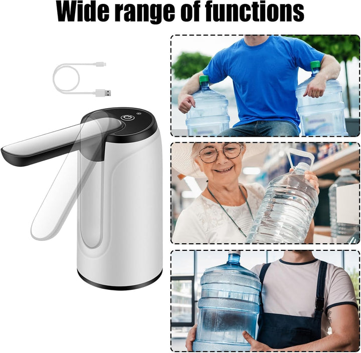 Automatic portable water dispenser by Hydravo, USB charge, sleek white design, home essential