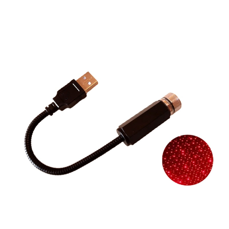 Mini USB StarGlow projector, an ideal portable galaxy light for bedrooms or cars, enhancing ambient atmosphere.