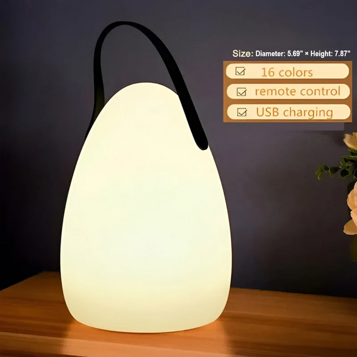 Sleek rechargeable table lamp, LED and color changing, for a flexible lighting solution