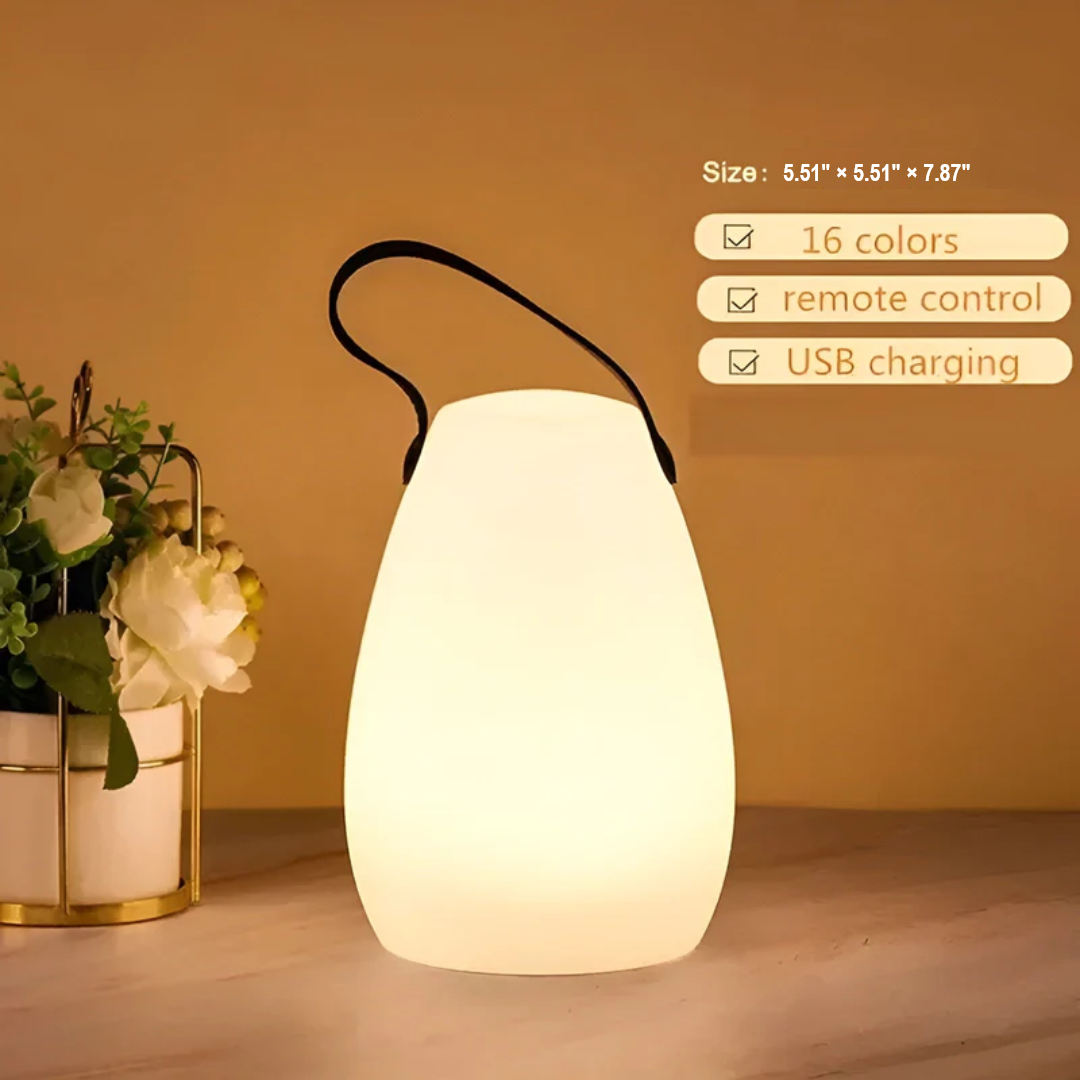 Energy-efficient LED table lamp, wireless and color changing, great for mood lighting
