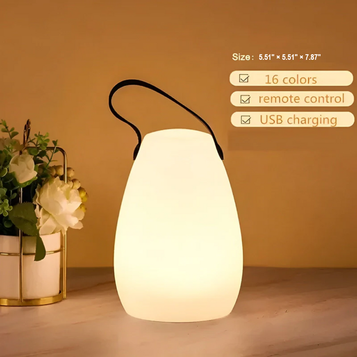 Energy-efficient LED table lamp, wireless and color changing, great for mood lighting