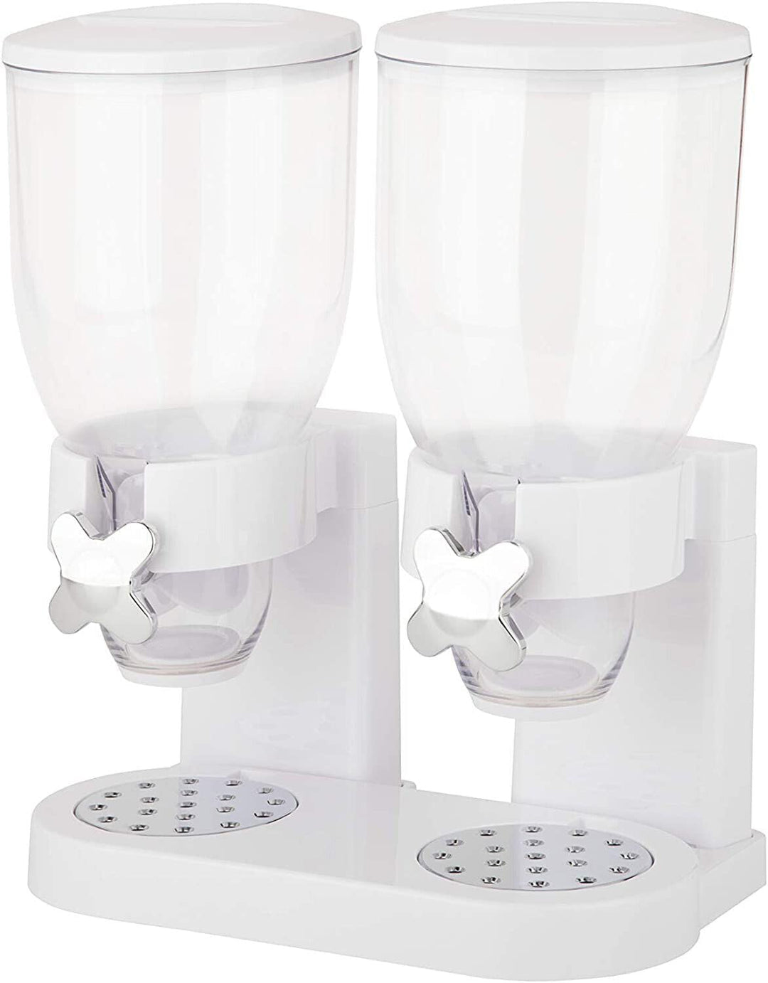 PortionMate double cereal dispenser, clear acrylic, stainless steel base, for portion control