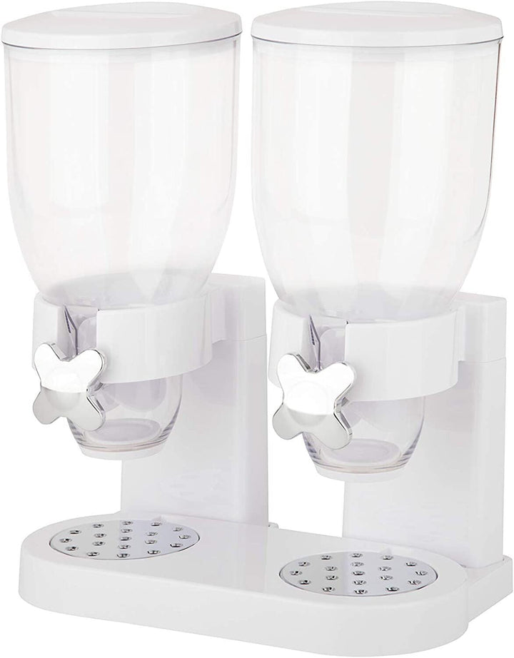 PortionMate double cereal dispenser, clear acrylic, stainless steel base, for portion control