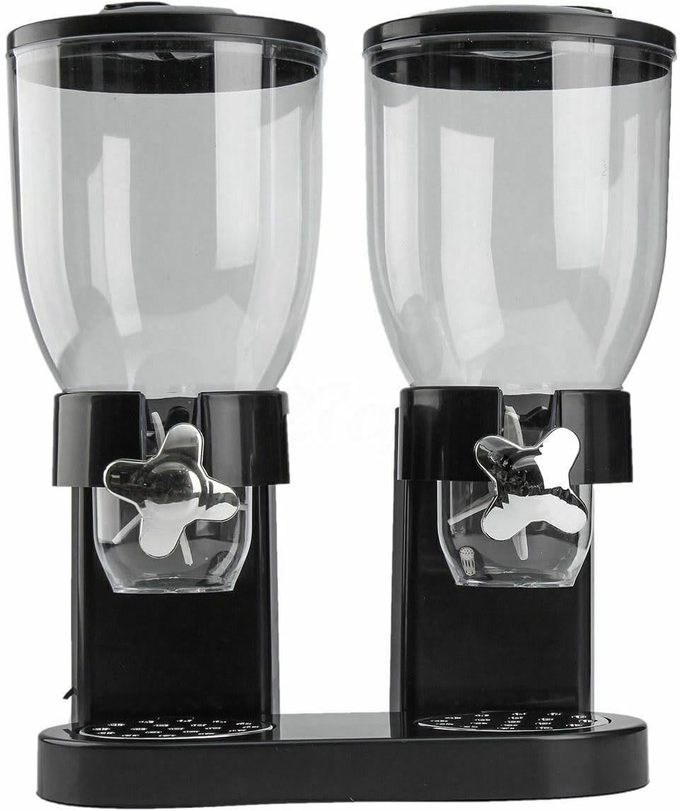 Details of the PortionMate double cereal dispenser, showing BPA-free acrylic and airtight seals