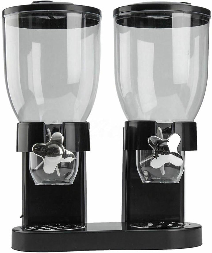 Details of the PortionMate double cereal dispenser, showing BPA-free acrylic and airtight seals