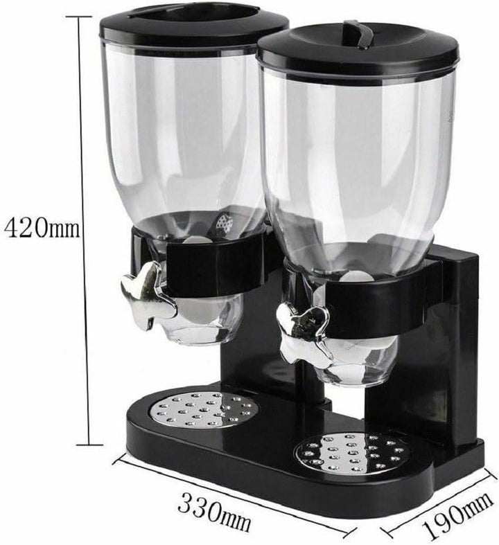 Ergonomic knob on PortionMate double dry food dispenser for smooth, controlled dispensing of cereals