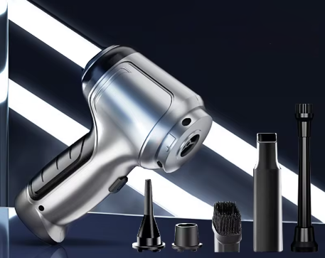 Rechargeable portable handheld vacuum, ideal for quick cleanups in cars, homes, and tight spaces.