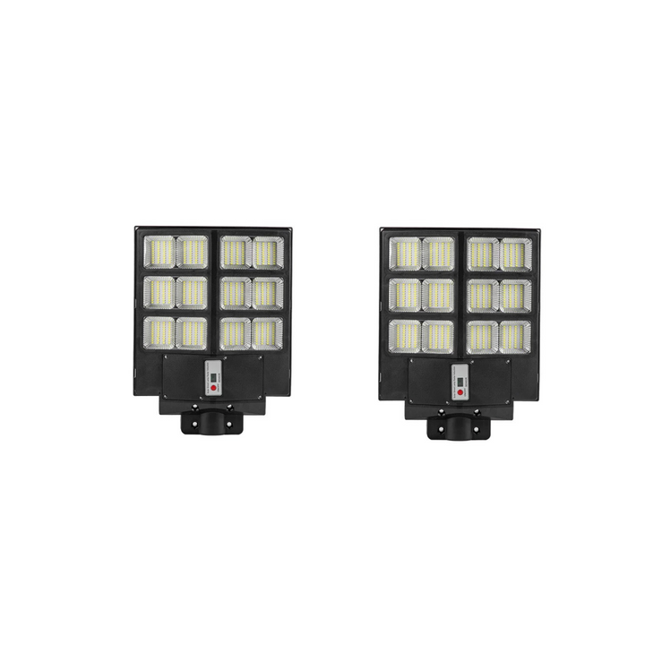 Energy-saving cool white solar security light. Weatherproof LED for outdoor patio & yard, remote control.