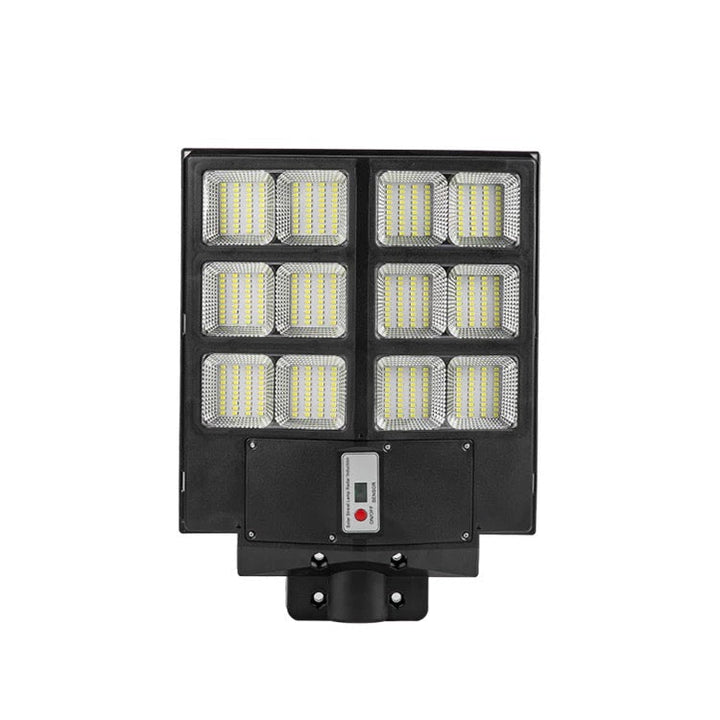 Robust solar garden security light with bright LED. Energy-saving, cool white for exterior lighting & safety.