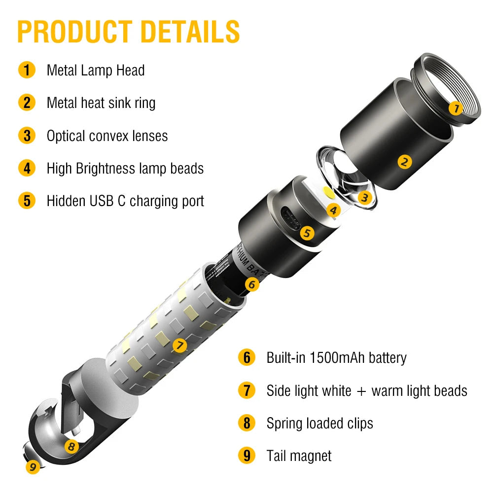Emergency LED flashlight, powerful light output & long-lasting battery life.