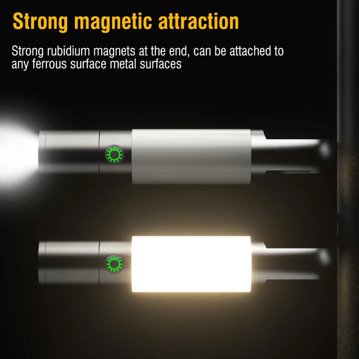 MeteorLite powerful LED torch with magnetic base for hands-free convenience.