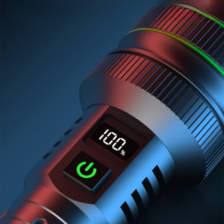 Extreme bright LED torch, powerful zoomable flashlight for emergency. Durable outdoor & camping light.