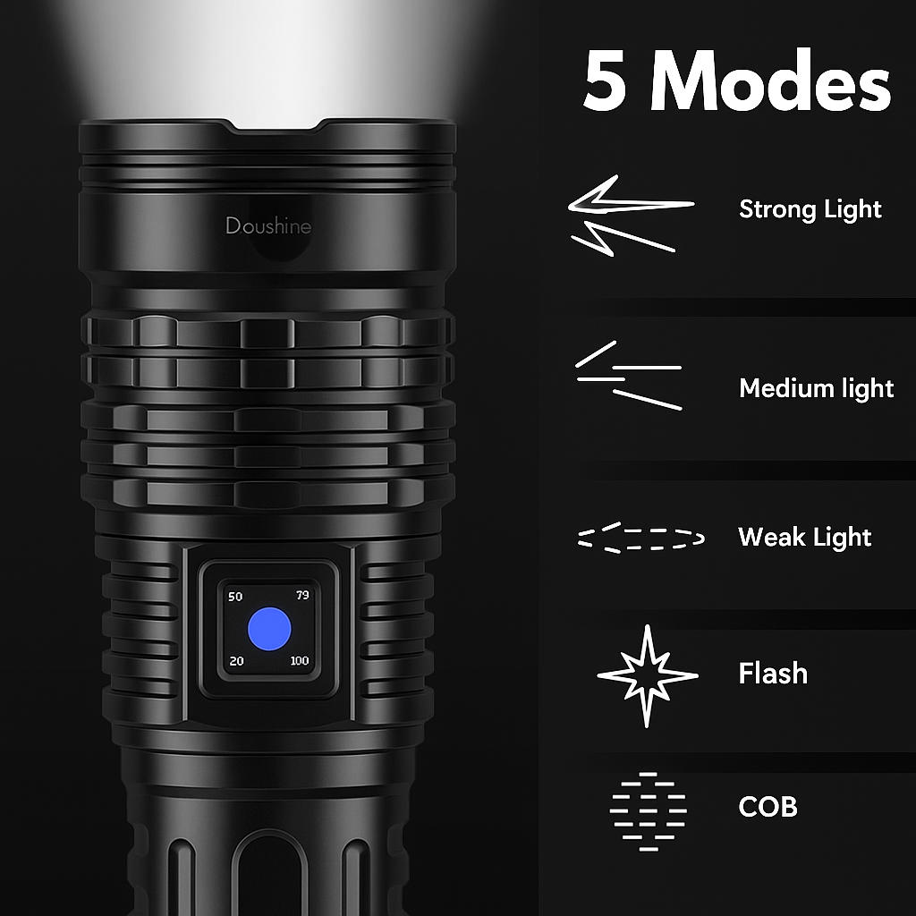 Unisex PowerLume tactical flashlight, essential outdoor gear for camping, hiking, and emergency use.