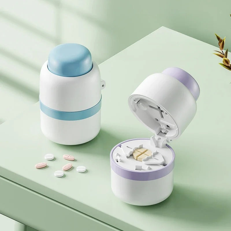 Precise pill cutter & splitter with built-in storage. Ideal for accurate dosage, medication management, and daily organizing.