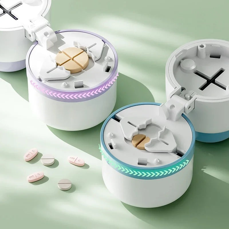 Portable pill splitter for accurate dosage. Safe drug cutter for vitamins, medication, and travel health care.