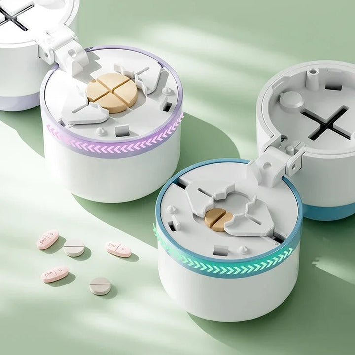 Portable pill splitter for accurate dosage. Safe drug cutter for vitamins, medication, and travel health care.