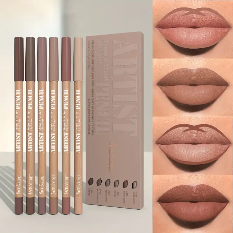 Long-lasting, blendable waterproof lip liner pencil for definition. Perfect for precise makeup, prevents feathering.