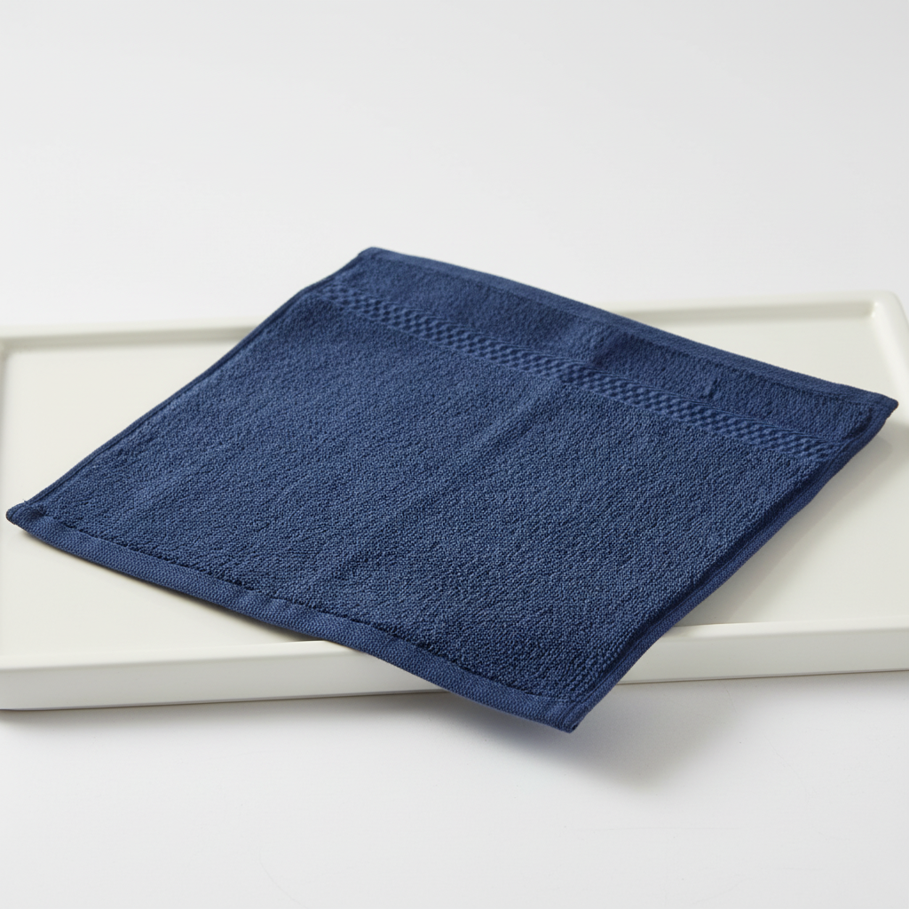 Stack of folded white washcloths from the Premium QuickTowel set, ideal for bath and guest use