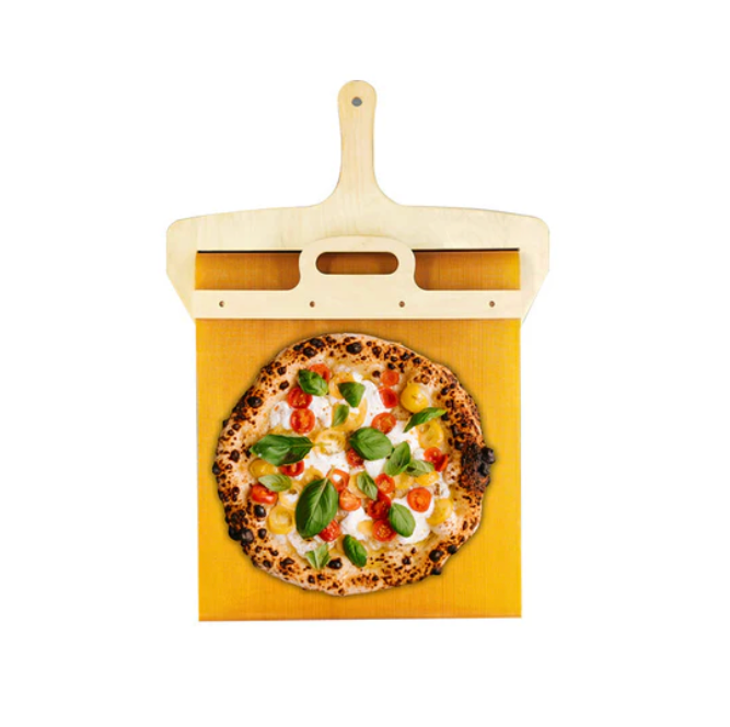 High-quality birch wood pizza peel, a reliable slide peel for artisan home baking and easy pizza transfers.