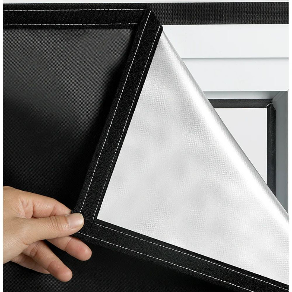 Adhesive-free static cling blackout window shade for sun block, heat control, & UV protection.