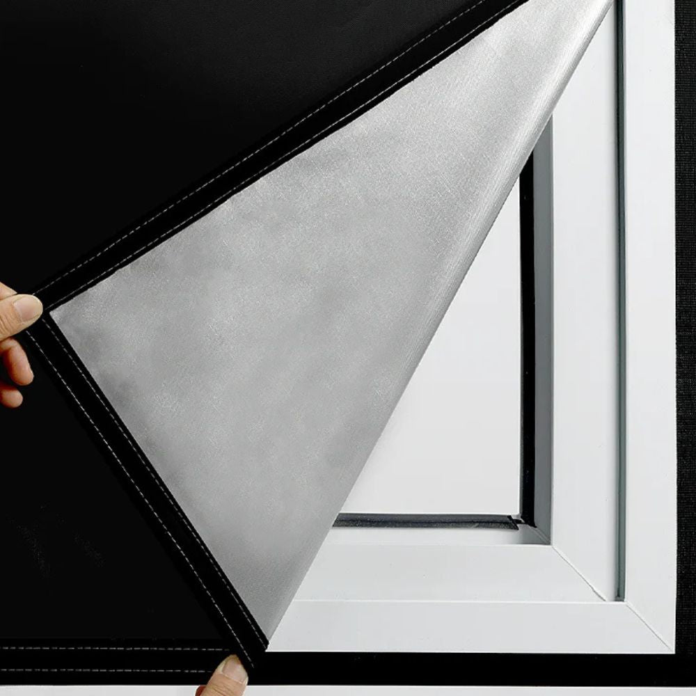 High-quality blackout window shade provides complete room darkness, privacy, heat control, & UV protection.