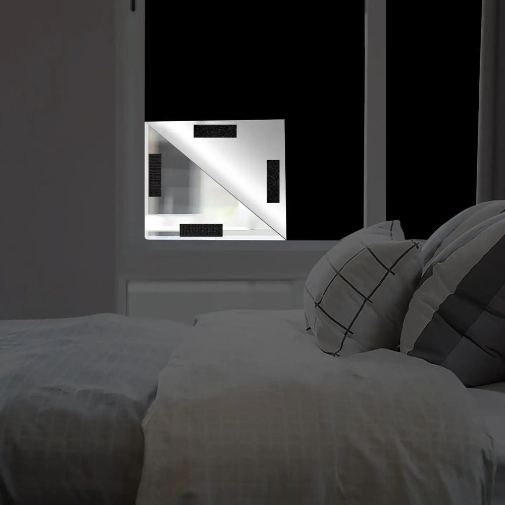 Static cling blackout window shade for easy installation, total darkness & privacy in bedrooms or nurseries.