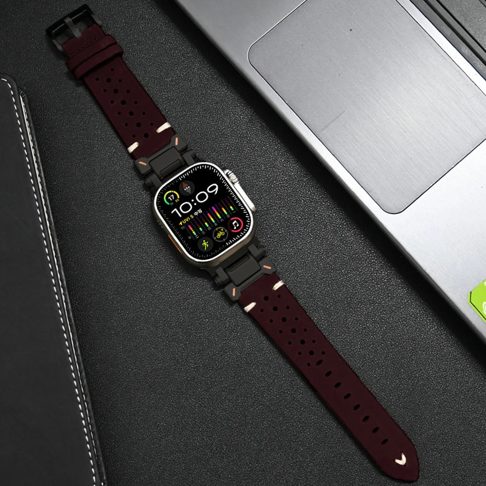 Modern premium leather smartwatch band, perfect unisex accessory for smart devices & style.