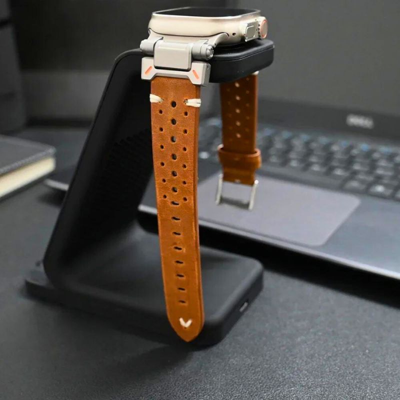 Sophisticated premium leather smartwatch strap, an elegant & durable unisex watch accessory.