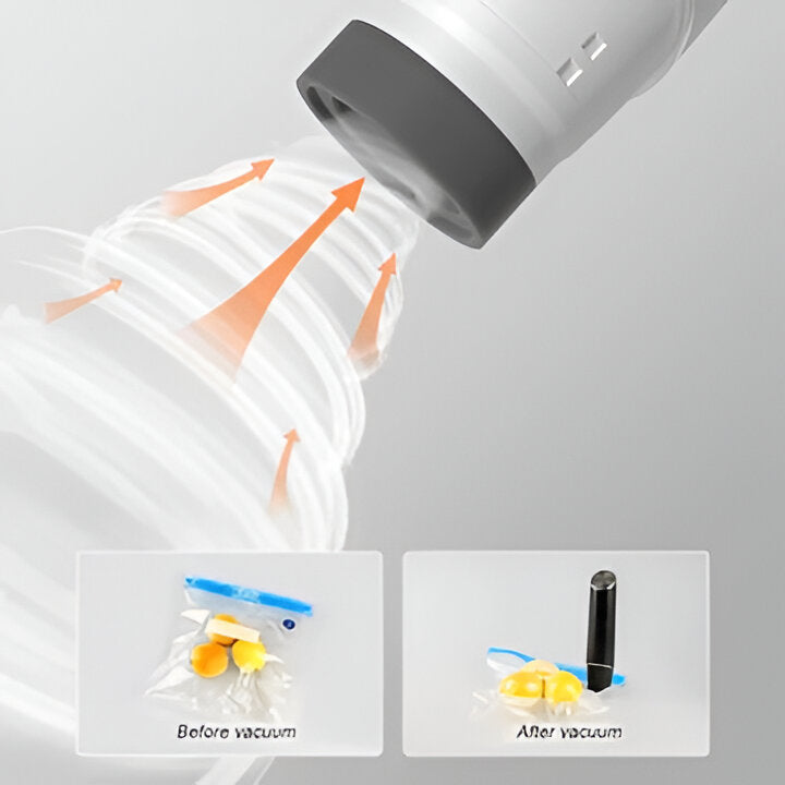 Modern compact vacuum sealer on a kitchen counter, an essential tool for food preservation.