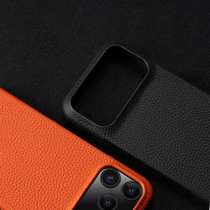 Slim design premium genuine leather iPhone 12-17 case. Elegant cover with genuine leather protection.