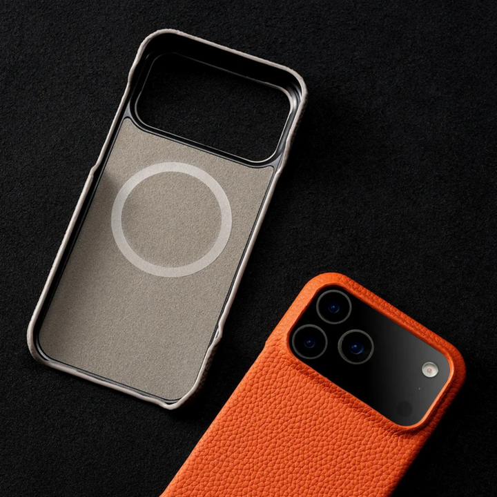 iPhone 15 premium genuine leather case with MagSafe. Slim, shock-absorbent, scratch-resistant protection.