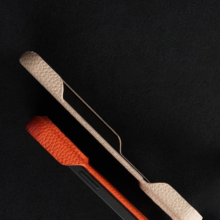 Genuine leather iPhone 14 cover. Premium protection, scratch resistant, slim design.