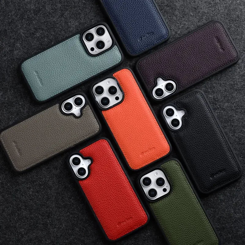 Premium Italian leather iPhone case for 14, 15, 16 series. Sleek & durable phone protection.