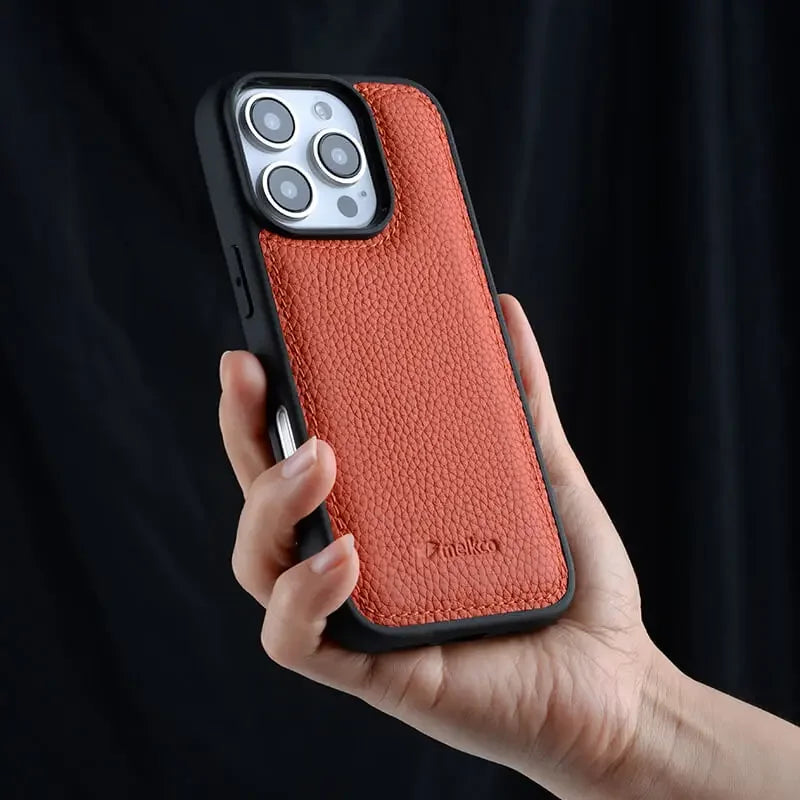 Genuine Italian leather iPhone 15 case. Luxury phone accessory with precise fit & durable protection.