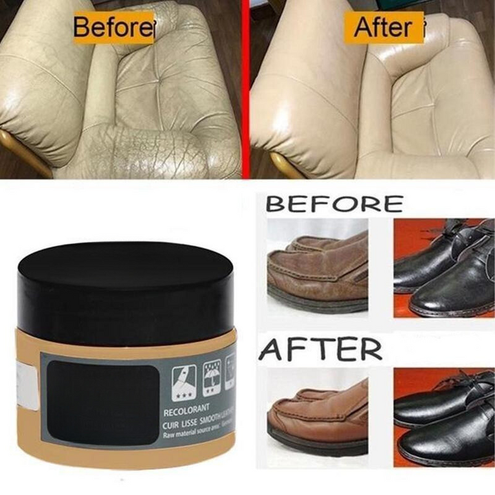 Leather restoration balm by RestoreLeather used to repair and condition a car interior seat.