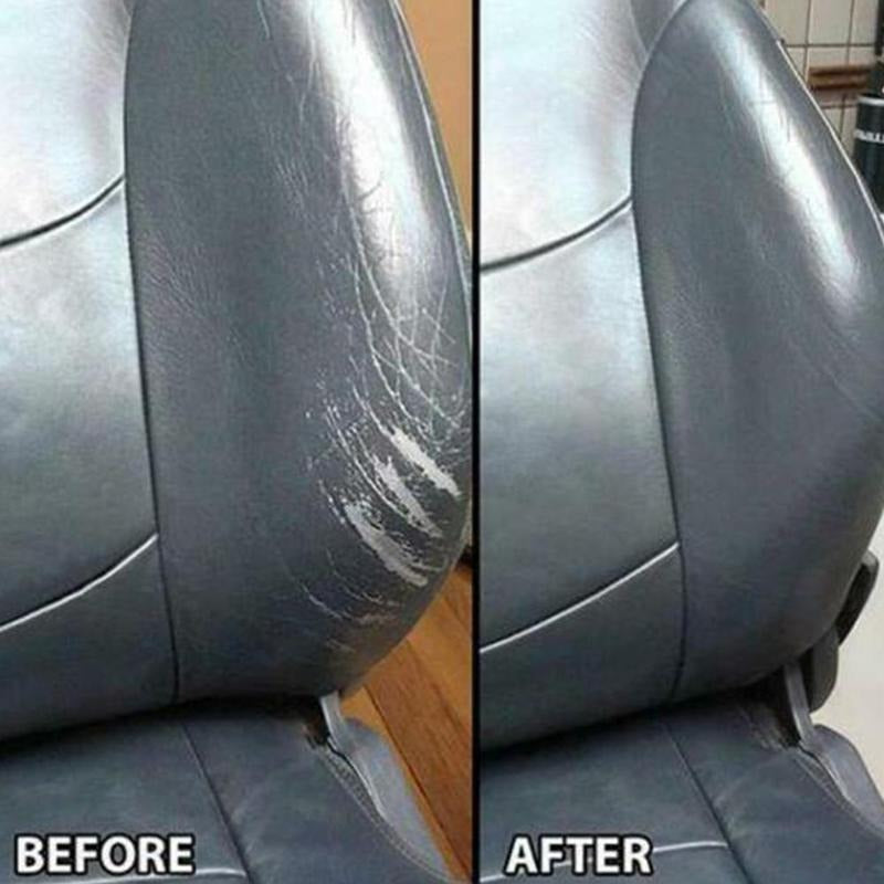 Premium leather care balm from RestoreLeather treating a scuffed handbag for a renewed look.