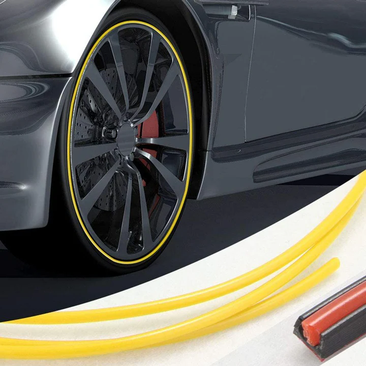 DIY Pro Wheel Rim Protector in red, easy to install for car styling & curb damage prevention. Auto protection.