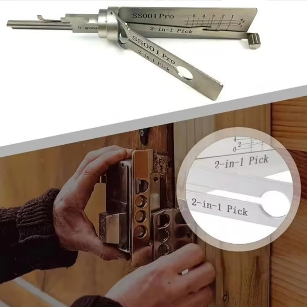 Versatile 2-in-1 key decoder and lock picking tool, a professional locksmith supply for security entry.